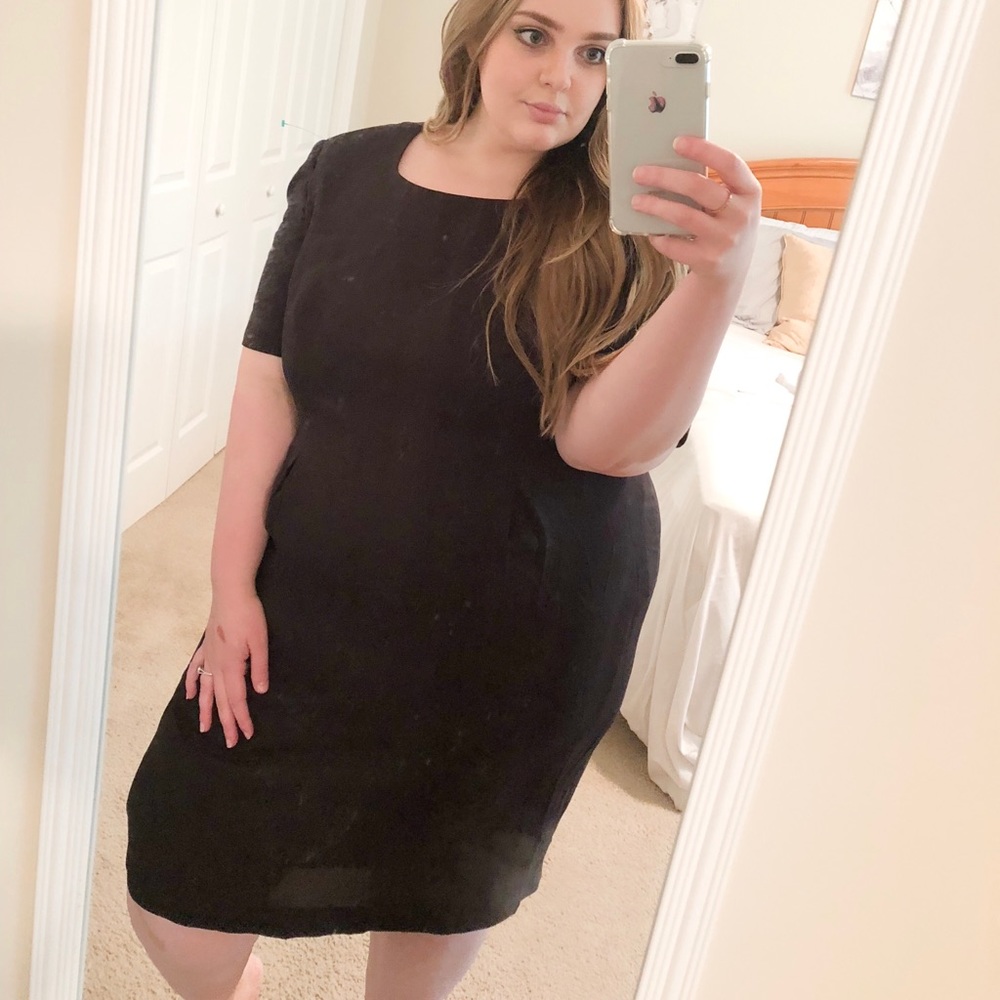 LBD Plus Size Black Midi Dress